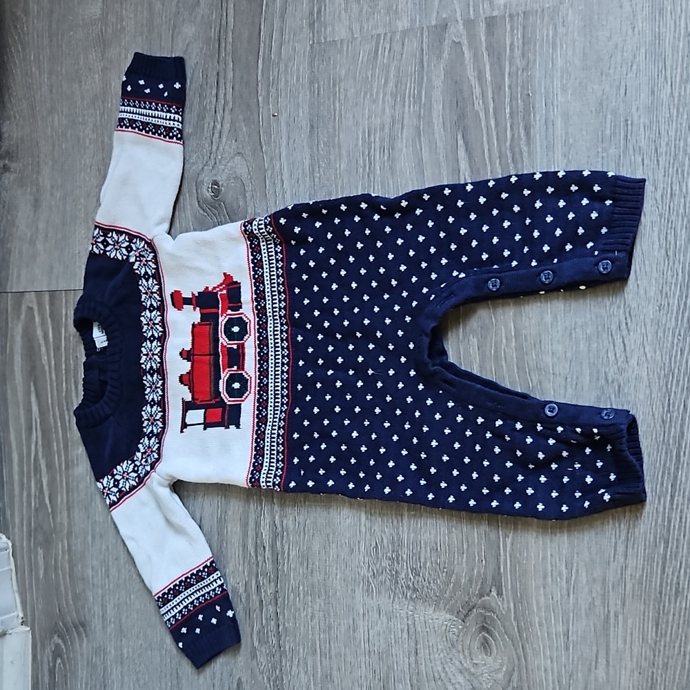 Janie and Jack Train Romper